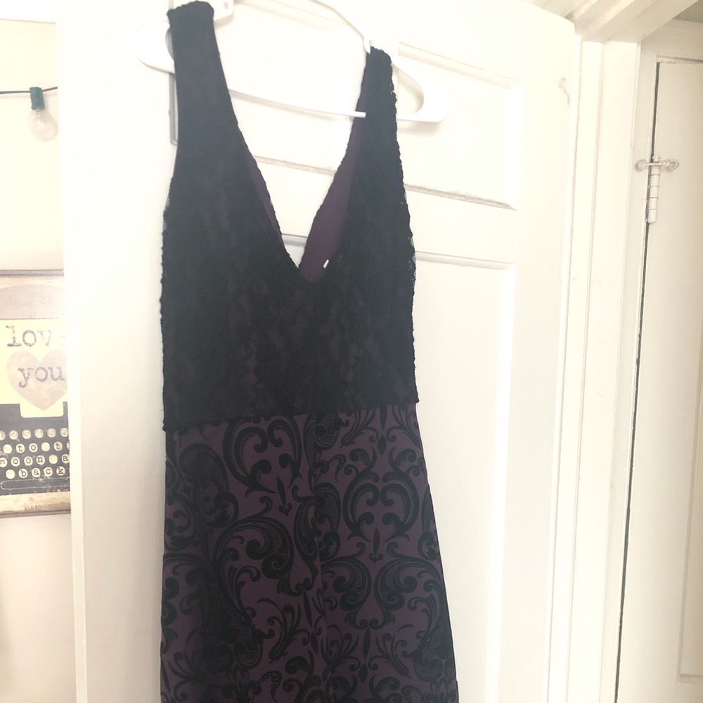 Purple and Black Lace Hi-Low Gown